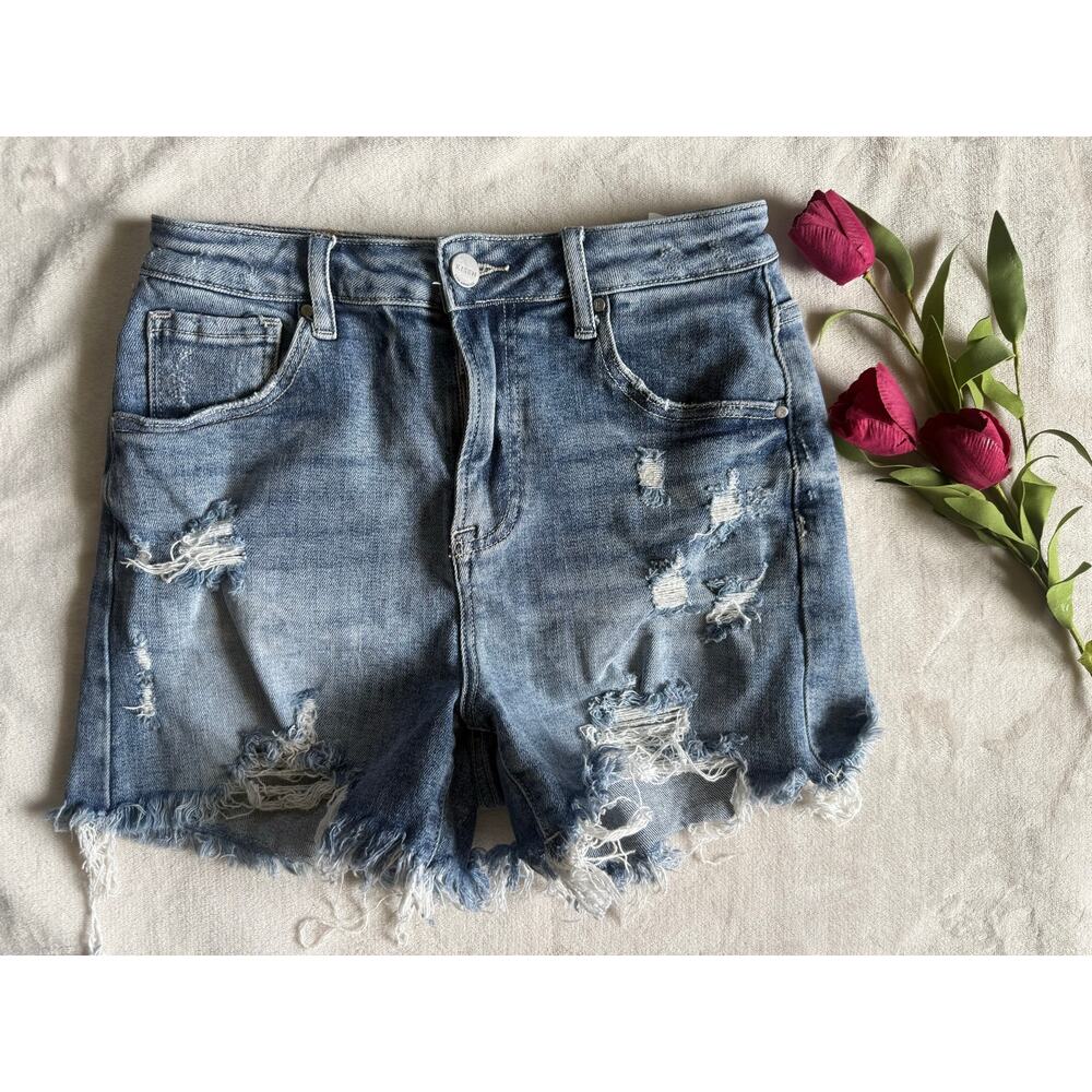 Risen Jeans Distress Denim Shorts Size Medium